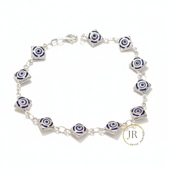 Joyas Ramirez Jewelry - Lucky Evil Eye Bracelet in .925 Sterling Silver • Light Blue Eyes